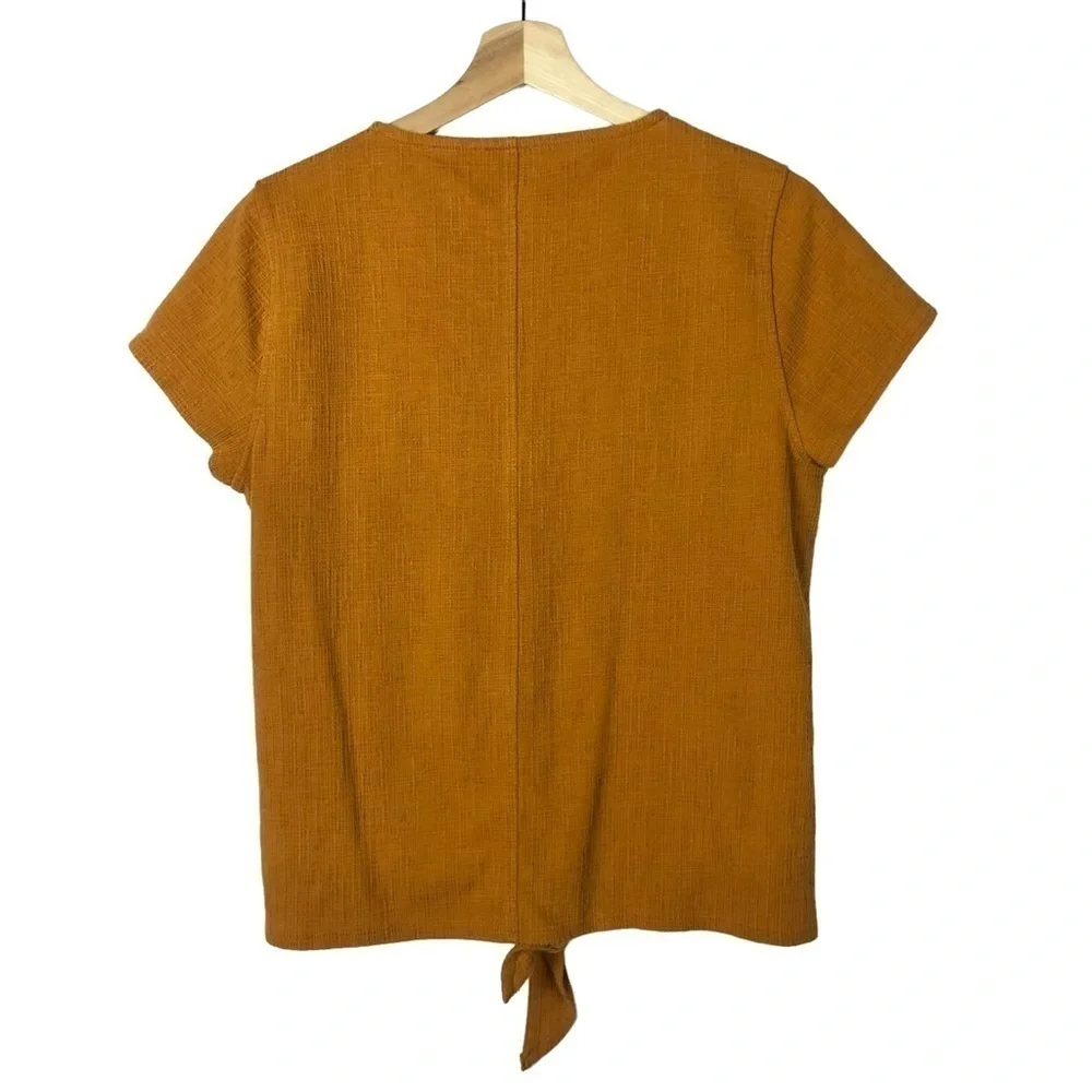 J. Crew Factory Golden Orange‎ Tie Front Short Sleeve M